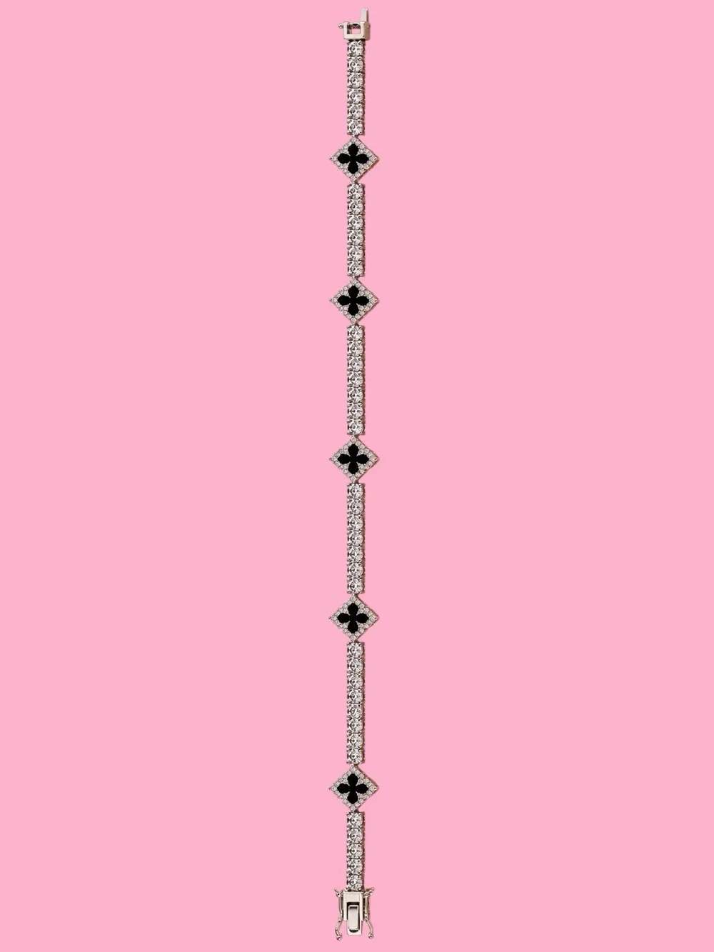 ✨ Lucky Clover Iced-Out Tennis Bracelet | 4mm CZ Chain | Black Enamel Clover 🖤✨ - Picture 9 of 9